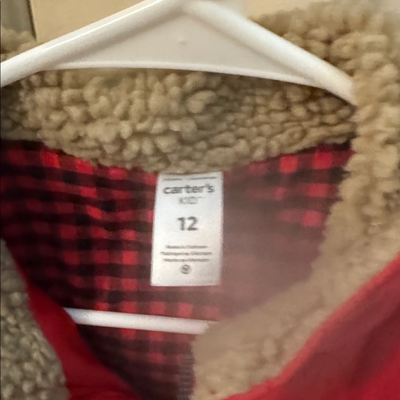 Carter's Red Plaid Vest with Sherpa Lining size boys 12 - Picture 2 of 3